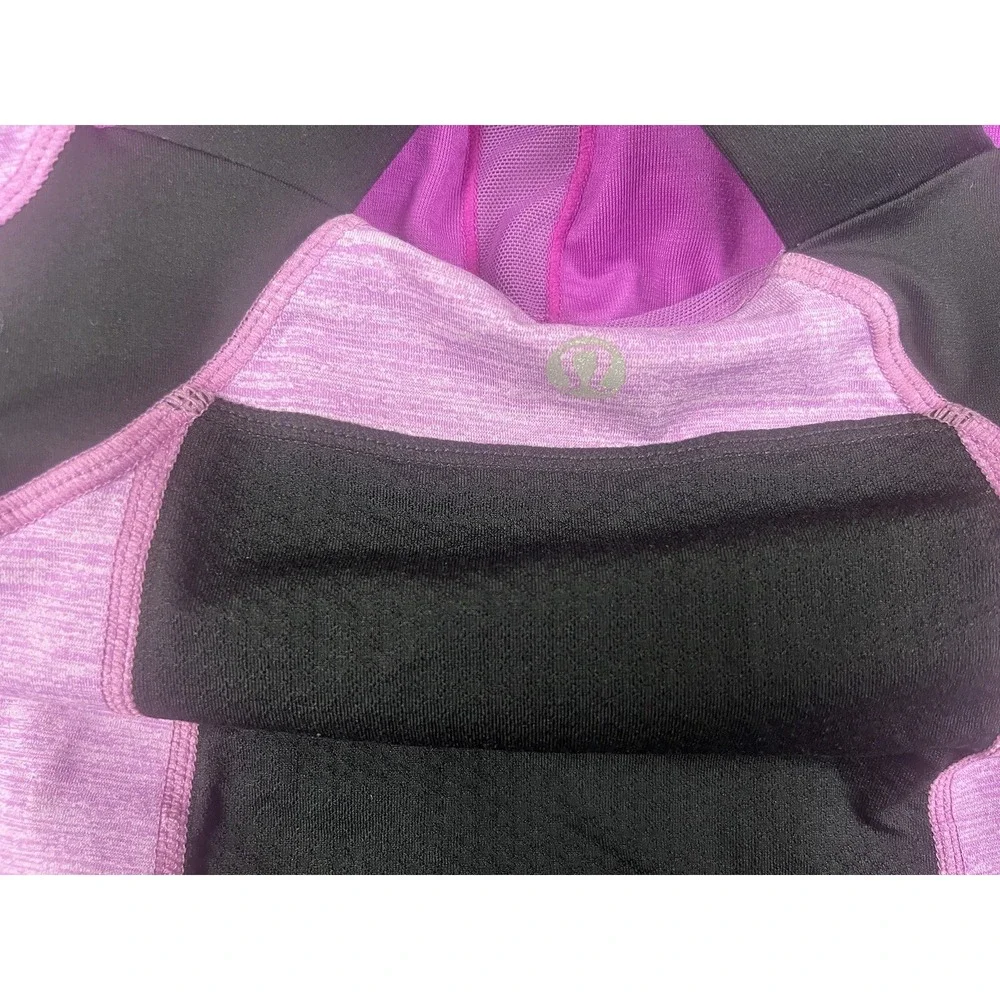LULULEMON Push Your Limits Sz 6 Purple Black Accent Criss Cross Back Tank Top